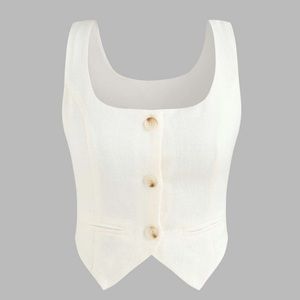 Cream Vest Sleeveless Blouse